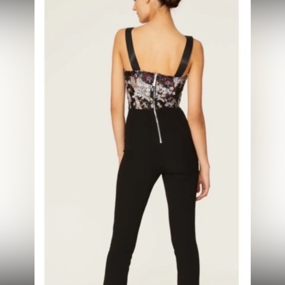 Bronx & Banco / Annabell Beaded Sequin black purple floral Jumpsuit M - Picture 4 of 7